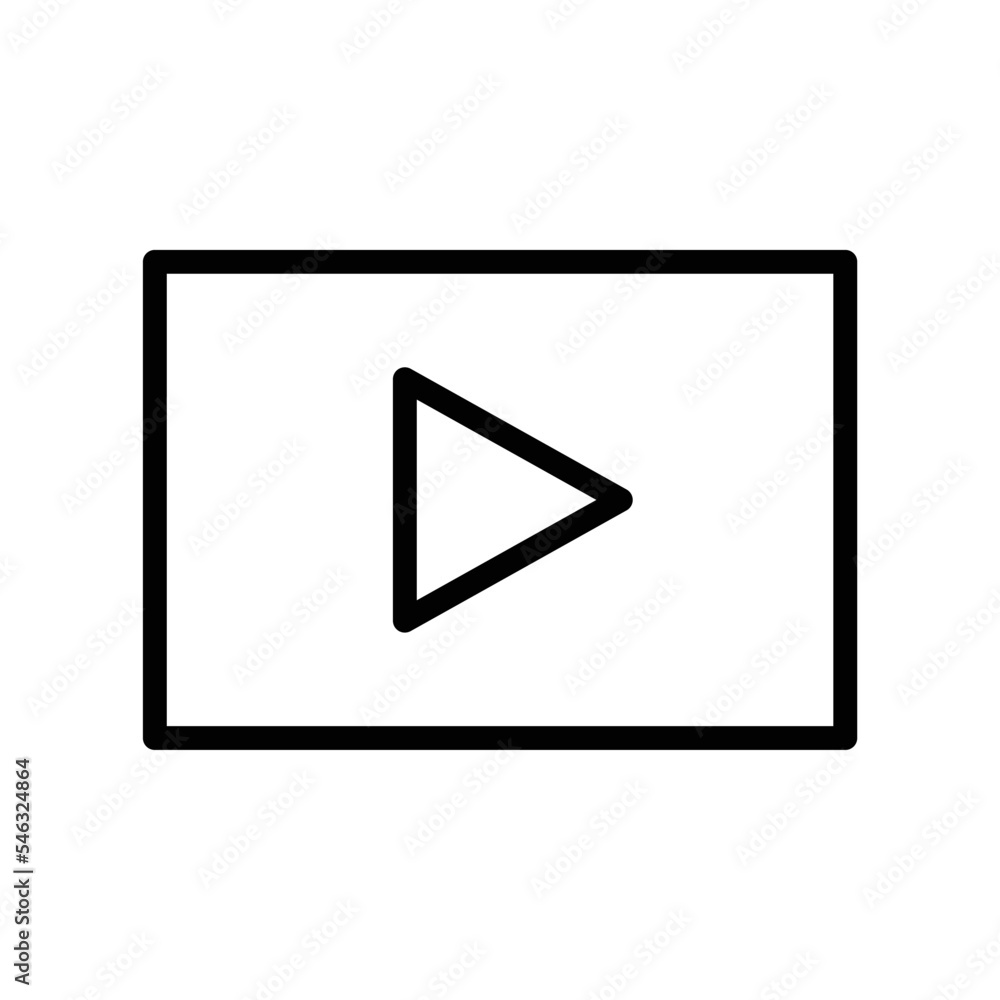Video icon with rectangle and triangle play button in black outline style Video icon with rectangle and triangle play button in black outline style
