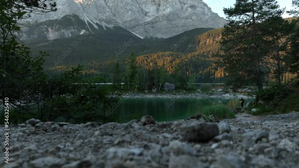 Beautiful view from a rocky Eibsee lake coast in Bavaria, Germany Stock ...