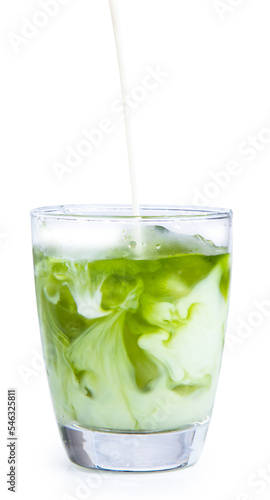 green tea milk isolated on white background