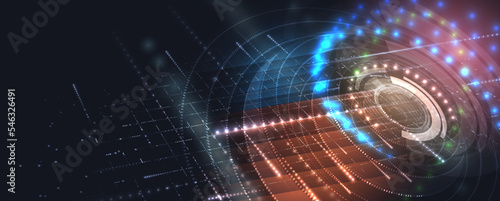 Quantum processing. Deep learning artificial intelligence. Future new technology  for business or science presentation