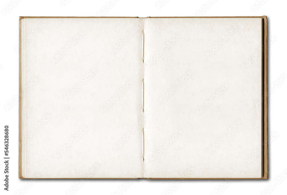 Vintage blank open notebook - obrazy, fototapety, plakaty 