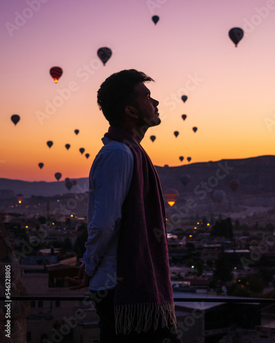Photography sunrise with hot hair ballons in Goreme Capadoccia Turkey