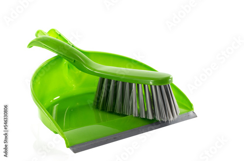 green dustpan on transparent background