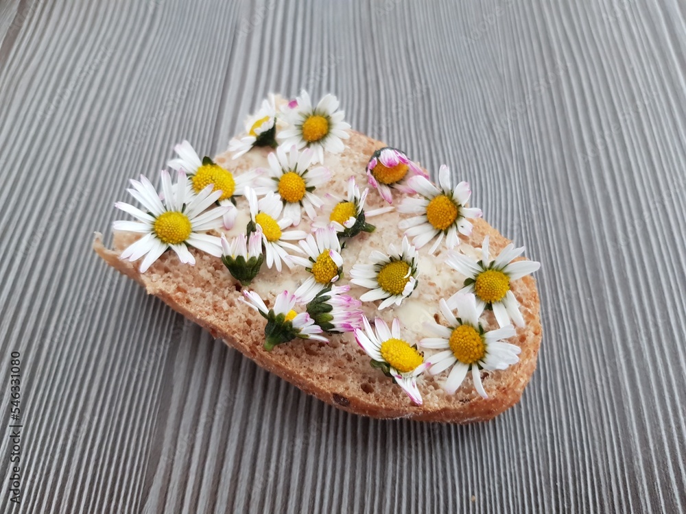 Brot mit Gänseblümchen Brot mit Gänseblümchen