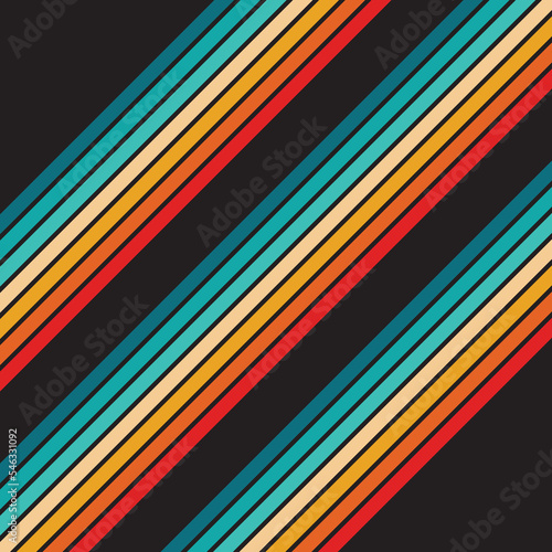 Retro Rainbow Abstract Background, Vintage 70s Rain Bow Arch Vector Illustration, 1970s Multicolor Party Rainbow