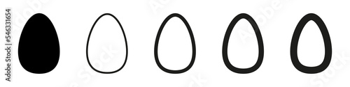 Set of black icon of eggs on white background. Vector flat illustration.