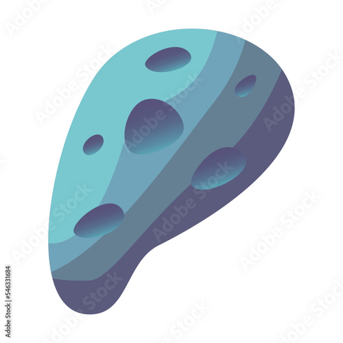 Meteorite, comet, space stone. Cartoon vector illustration. Colorful asteroid. Space crater, game concept