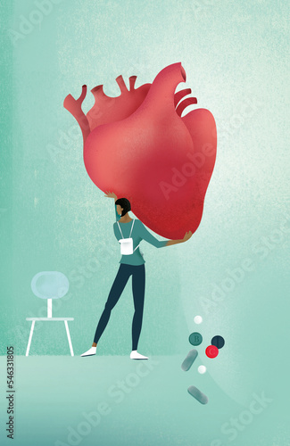 Young woman carries the burden of heart disease  photo