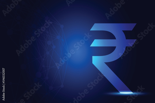 Digital Rupee in Blue Background vector