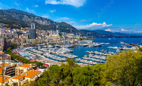 Obraz na plátně Panoramic view of Monaco metropolitan area with Hercules Port, La Condamine, Mon
