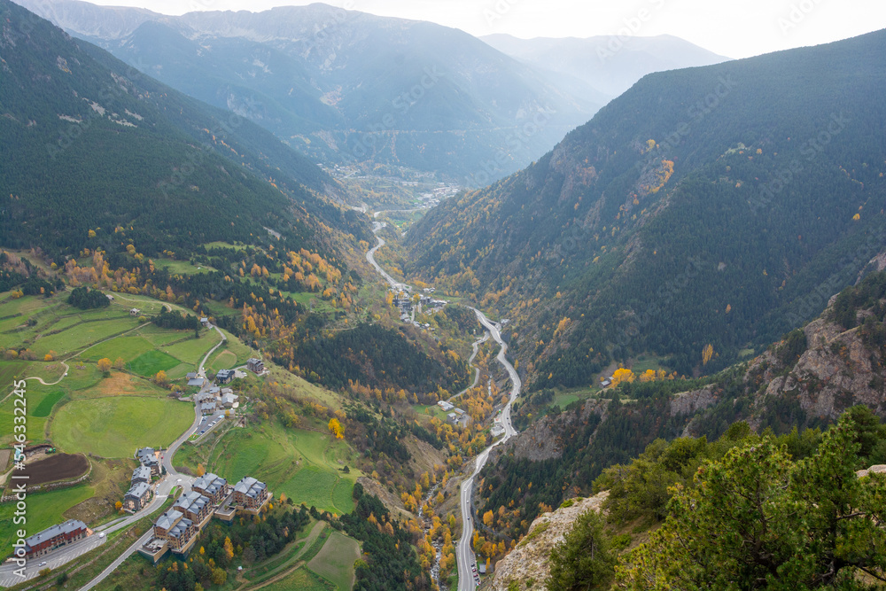 Mountain serpentine and road in Andorra.