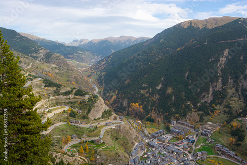 Obraz na płótnie Mountain serpentine and road in Andorra. w salonie