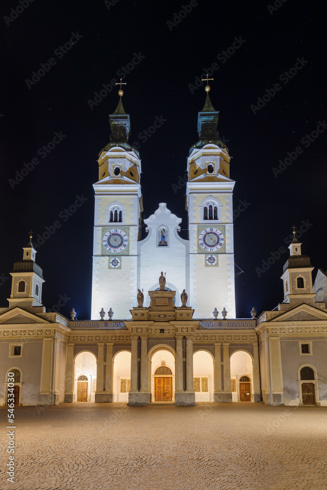 Cathedral of Brixen by night, South Tyrol, northern Italy