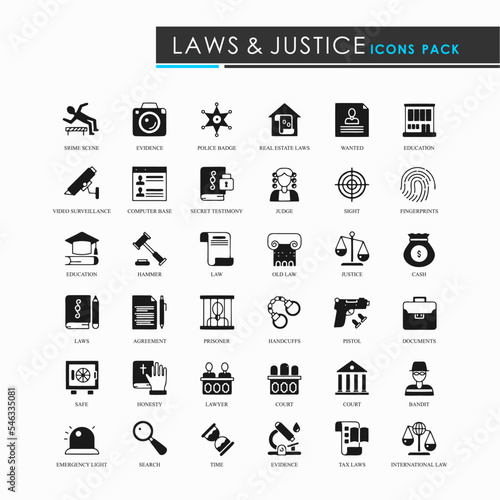 Legal & law set icons. Can be used for infographic chart process the justice firm, Notary Company, business card lawyer