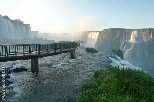 Beautiful shot of the bridge in Iguazu Falls, Brazil