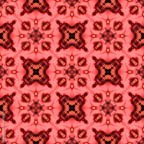 Geo Geometric Medallion. Orange, Red, Pink