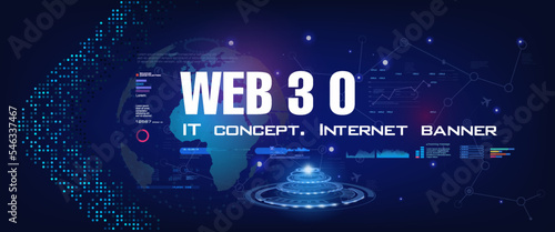 Web 3.0 Luxurious futuristic cyber background. Technological process information exchange using the next generation Internet. Unique internet network Internet 3.0 Communication of the future