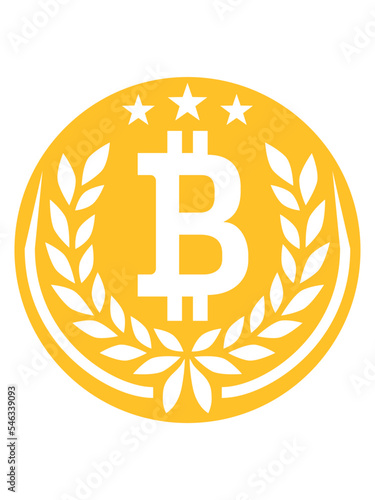 Emblem Bitcoin Lorbeerkranz Sterne 