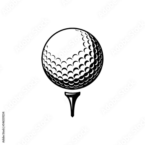Vector Golf Ball - Black and White Isolated Icon