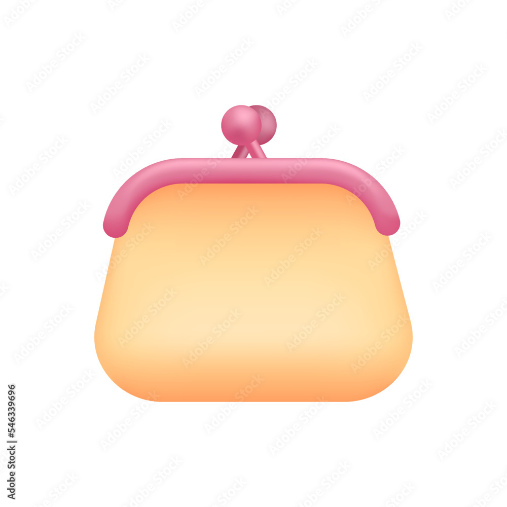 Yellow female pocket wallet for cash money 3D icon. Leather purse for buying on shopping, golden pouch bag of woman 3D vector illustration on white background. Accessory, investment, wealth concept Yellow female pocket wallet for cash money 3D icon. Leather purse for buying on shopping, golden pouch bag of woman 3D vector illustration on white background. Accessory, investment, wealth concept