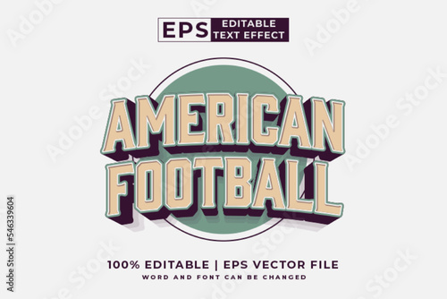Editable text effect american football 3d vintage style premium vector