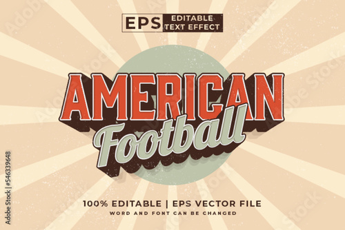 Editable text effect american football 3d vintage style premium vector