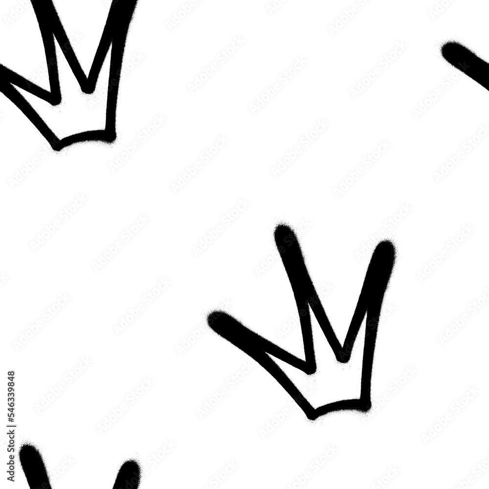 Seamless pattern of sprayed crown with overspray in black over white. Vector illustration template Seamless pattern of sprayed crown with overspray in black over white. Vector illustration template