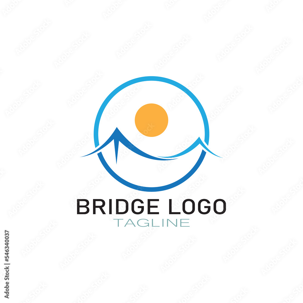 Naklejka premium simple minimalist Bridge logo vector icon illustration design template