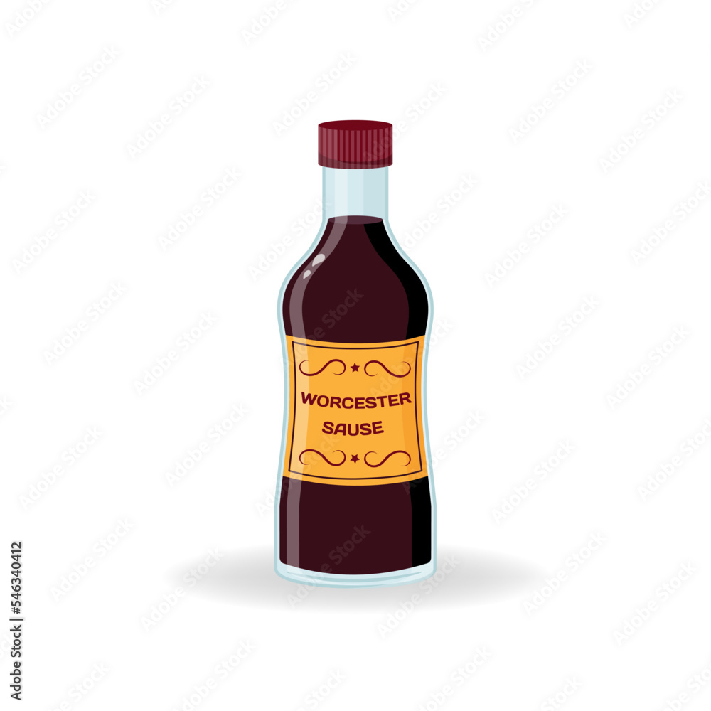 Worcester sauce bottle. Vector illustration cartoon icon isolated on white background
