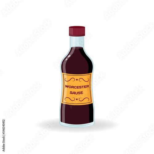 Obraz na płótnie Worcester sauce bottle. Vector illustration cartoon icon isolated on white background w salonie