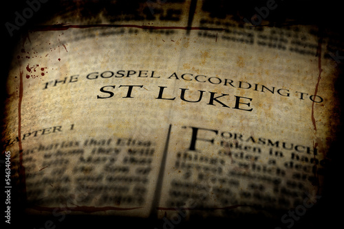 Bible New Testament Christian Gospel St Luke Saint Old Weathered Paper photo