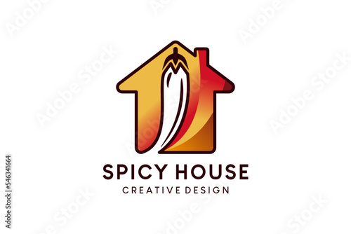 Modern and simple style chili house vector illustration logo design