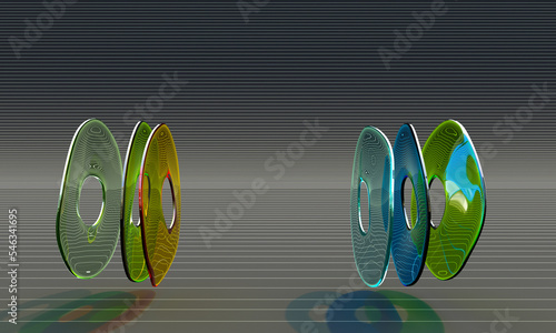 glass rings on a striped background.