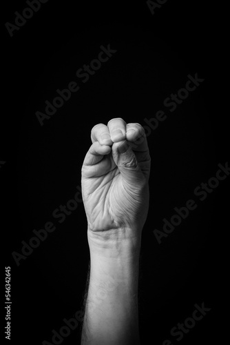 Hand demonstrating the Arabic sign language letter 'هــ' or 'He'