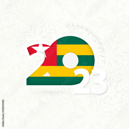 New Year 2023 for Togo on snowflake background.