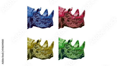 Pop Art Rhino heads pattern