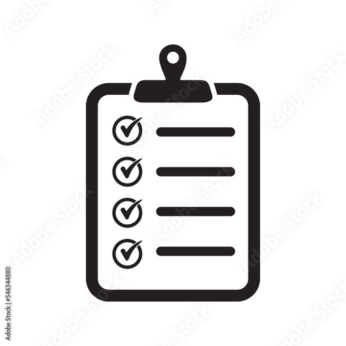 Clipboard with checklist icon, symbol for web site and app design. Vector illustration.
