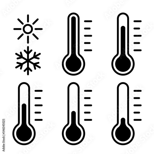 Set of temperature icons. Warm and cold symbol. Vector illustration