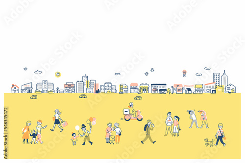 街並みとさまざまな人々