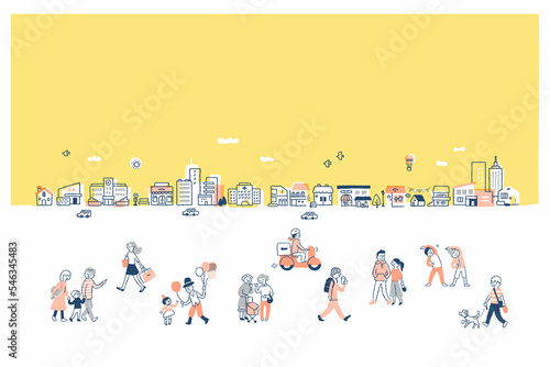 街並みとさまざまな人々