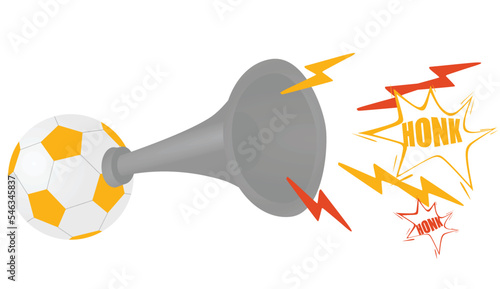Soccer ball air horn honk image. vector photo