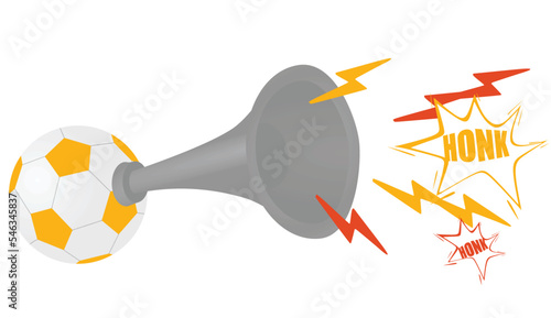 Soccer ball air horn honk image. vector