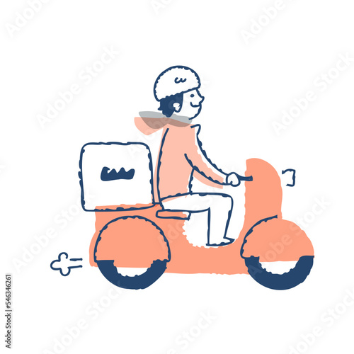 バイクで配達をしている男性