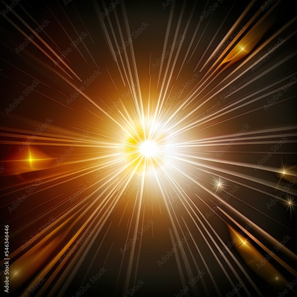 Light beam broken sun rays glow flare screen overlay black background High quality illustration