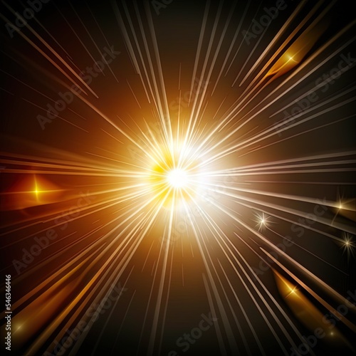 Light beam broken sun rays glow flare screen overlay black background High quality illustration