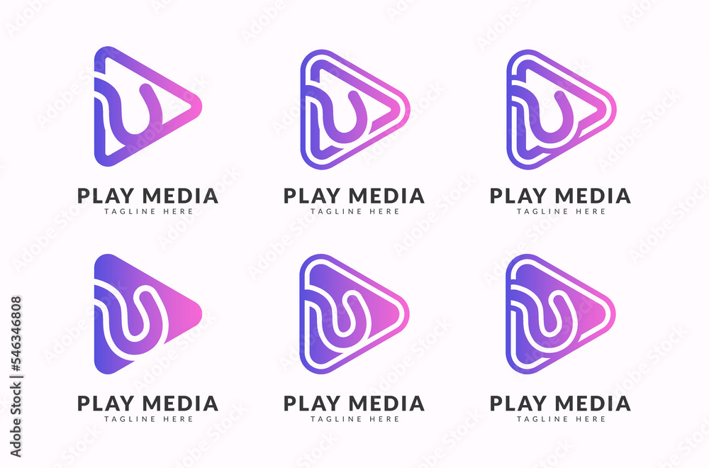 Letter U play media creative gradient logo Letter U play media creative gradient logo