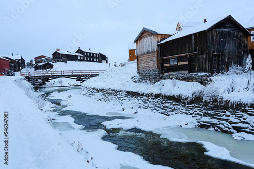 River Hyttelva in town Roeros (UNESCO World Heritage Site), Norway photo