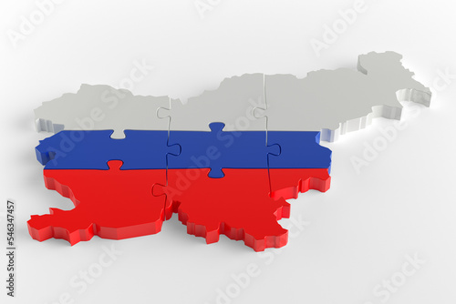 Flag Colors Puzzle Slovenia Map Design. 3d Rendering