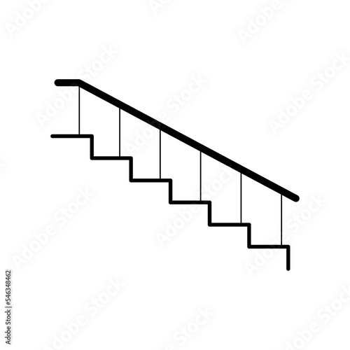 Stairs with handrail vector icon symbol isolated on white background
