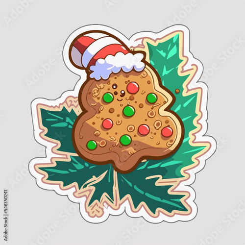 Sticker template with christmas cookie  xmas cookies stickers collection. Winter holidays